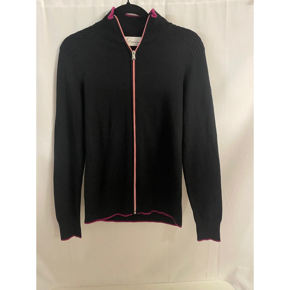 Spyder Black Full Zip Sweater‎ Top Jacket Authentic Ski Logo Size Medium